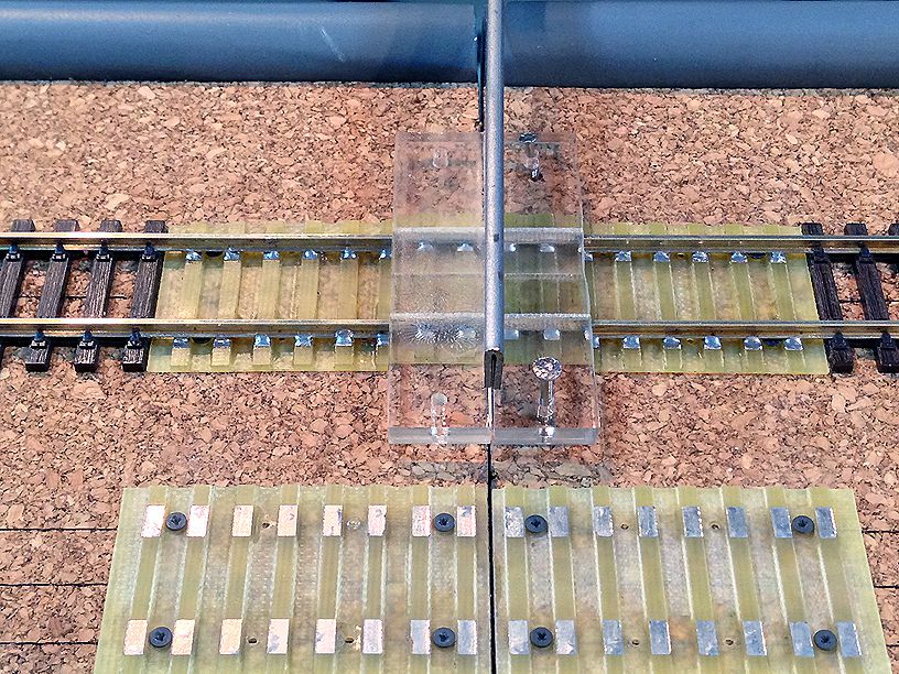 track across modules saw in place and second half snugged up