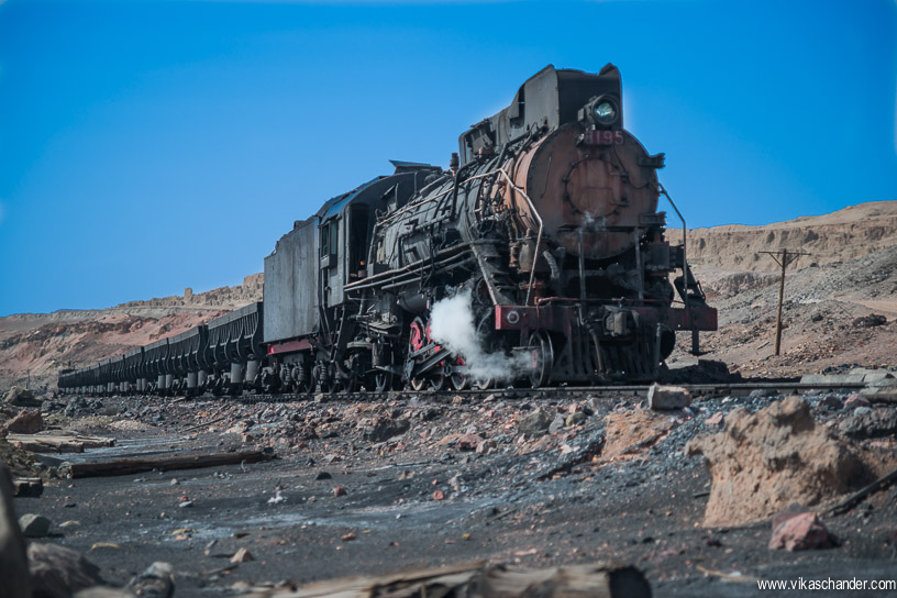 sandaoling blog 03 - here a train awaits entry into the blue loader in the east pit
