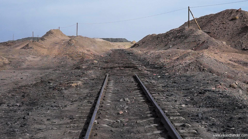 sandaoling blog 83 - the old passanger line is being ripped up to be replaced by new track for the 3rd deep pit mine