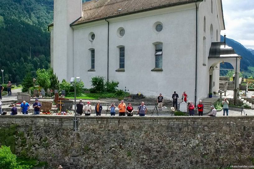 Gotthard Dampfspektakel blog - railfans at wassen church waiting for the steam trains