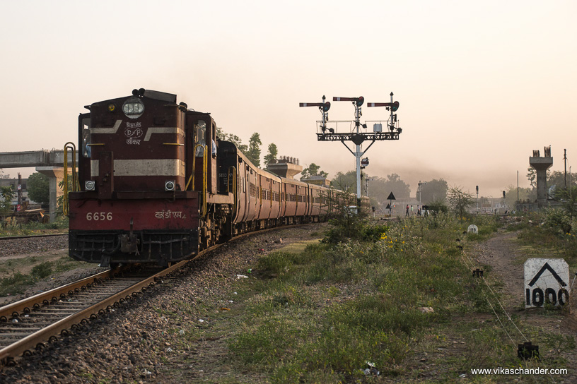 Shekhawati Express blog - Train 02088 glows in the morning light